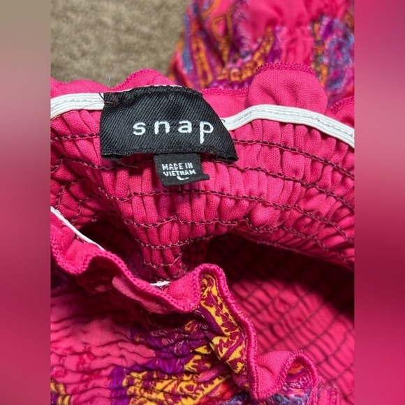 Snap Pink Paisley Strapless Dress High Low Hem Maxi Dress Summer Beach Cover LUp - Picture 5 of 9